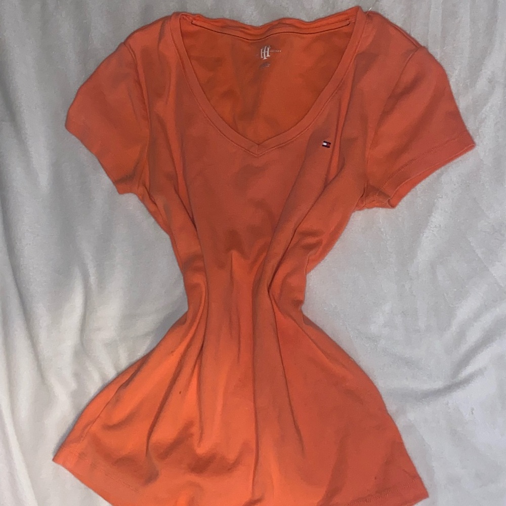 Tommy Hilfiger Peach V-Neck T-shirt